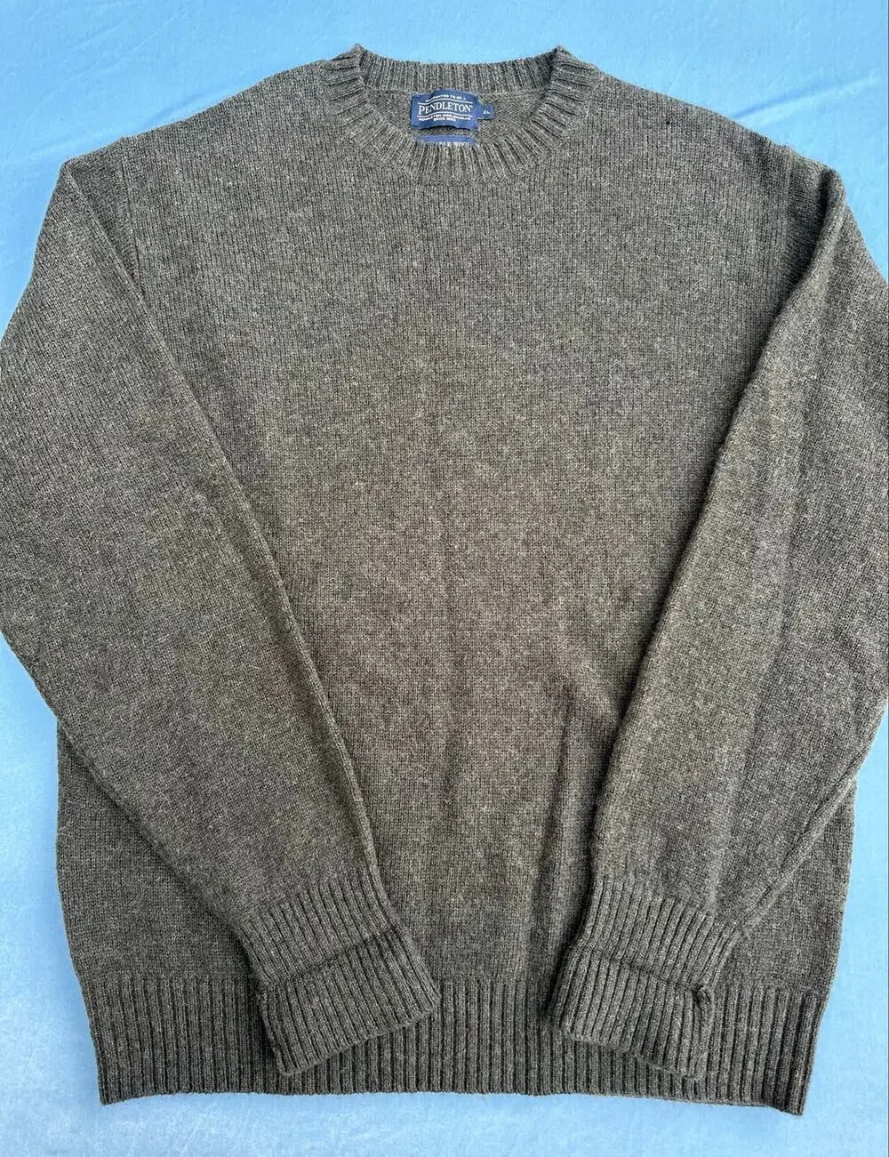 Pendleton Shetland Wool Crewneck Sweater Mens XL Gray Washable Knit Pullover